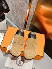 Hermes-Inspired Stylish Half-Drag Slippers for Couples
