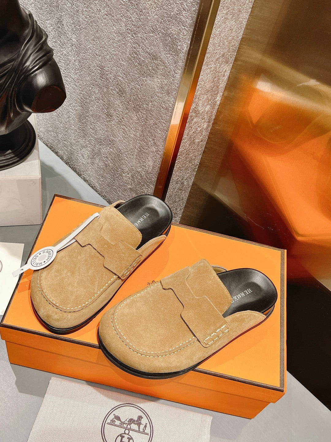 Hermes-Inspired Stylish Half-Drag Slippers for Couples