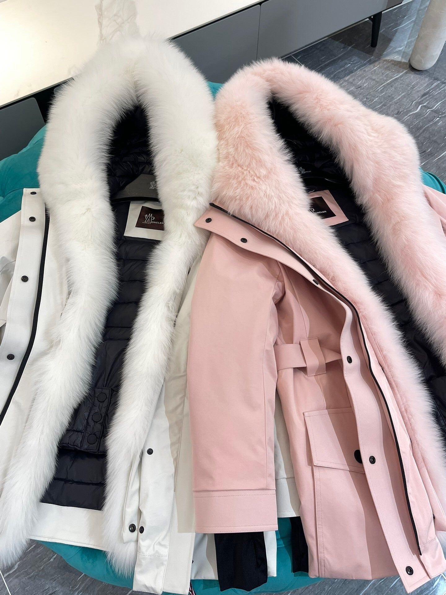 Moncler Women's Luxury Down Ski Wear with Detachable Fox Fur Collar