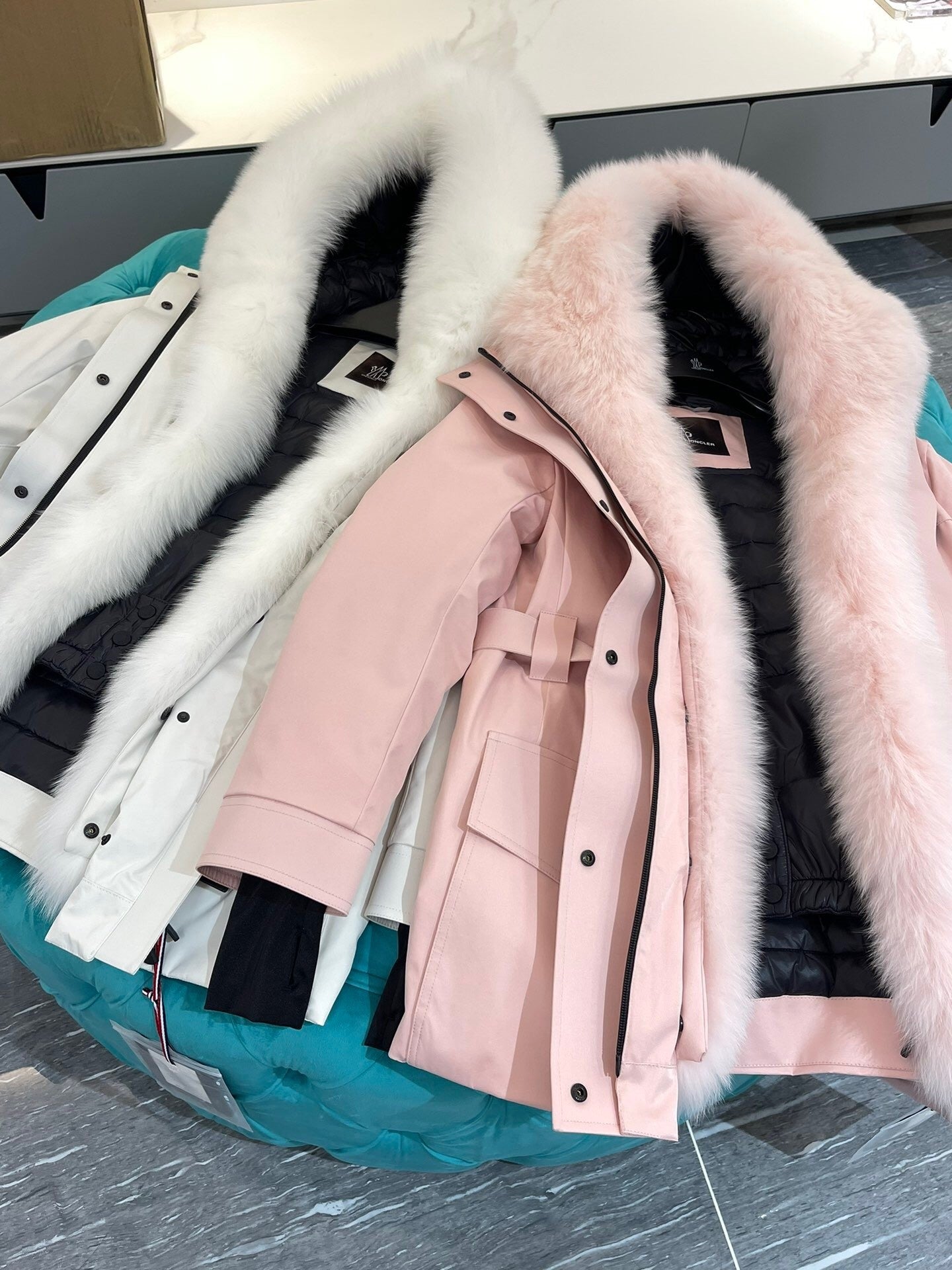 Moncler Women's Luxury Down Ski Wear with Detachable Fox Fur Collar