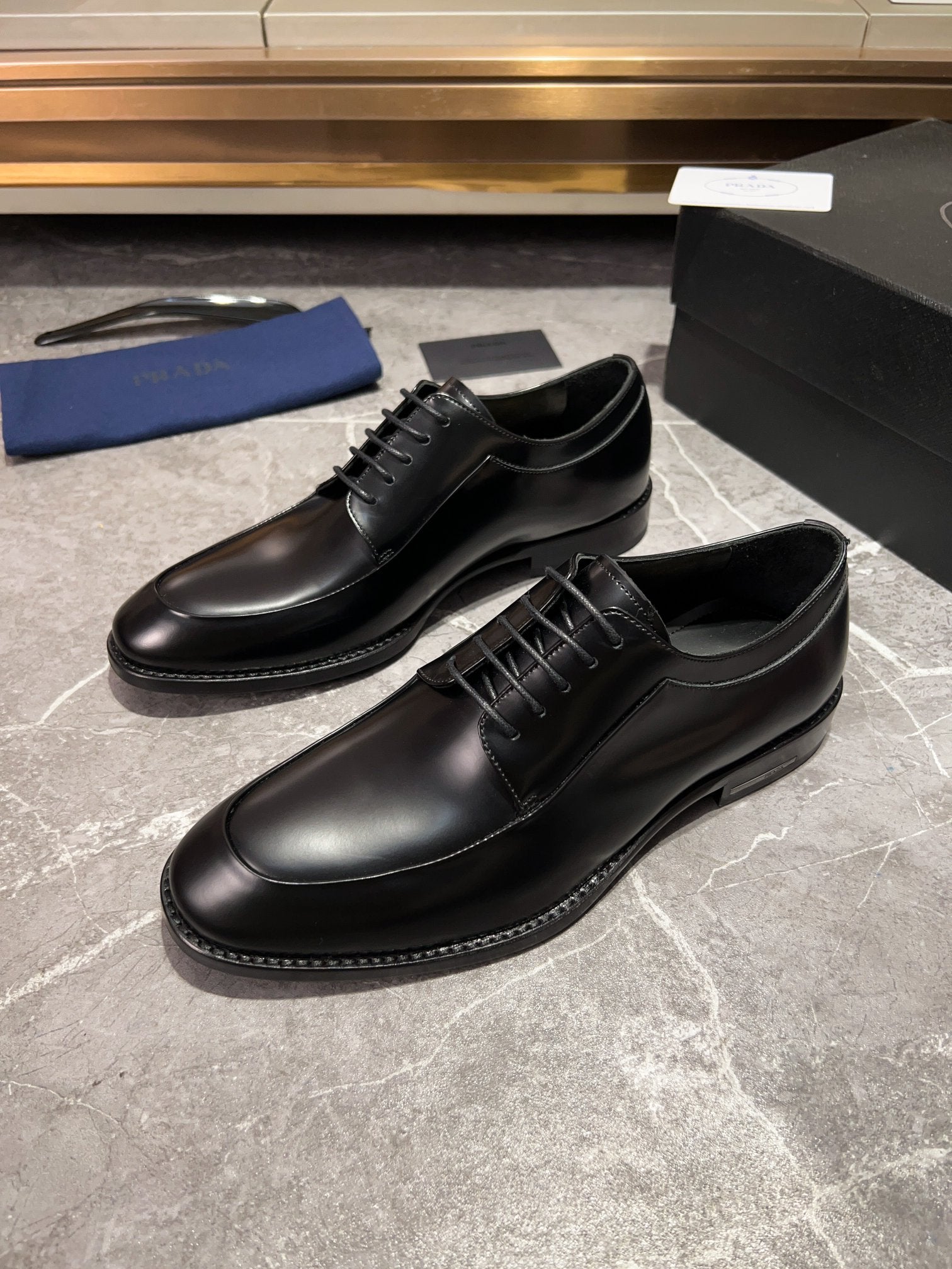 Prada Men's Premium Leather Shoes - Sizes 39-44 Available
