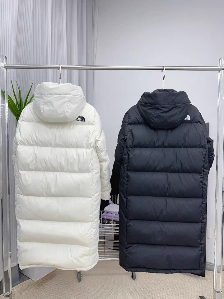 The North Face Long Down Jacket - High Version in White Gray and Black