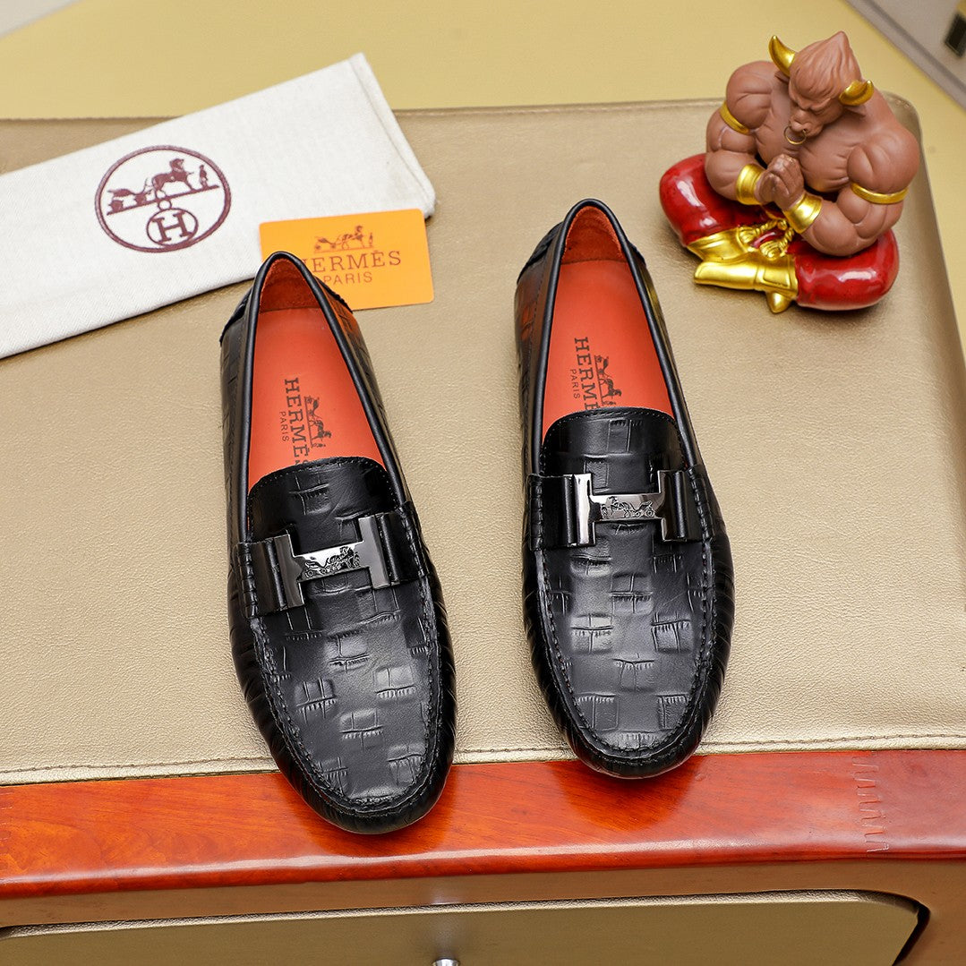 Classic Men's Slip-On Leather Shoes | Premium Quality - HermÃ¨s Style