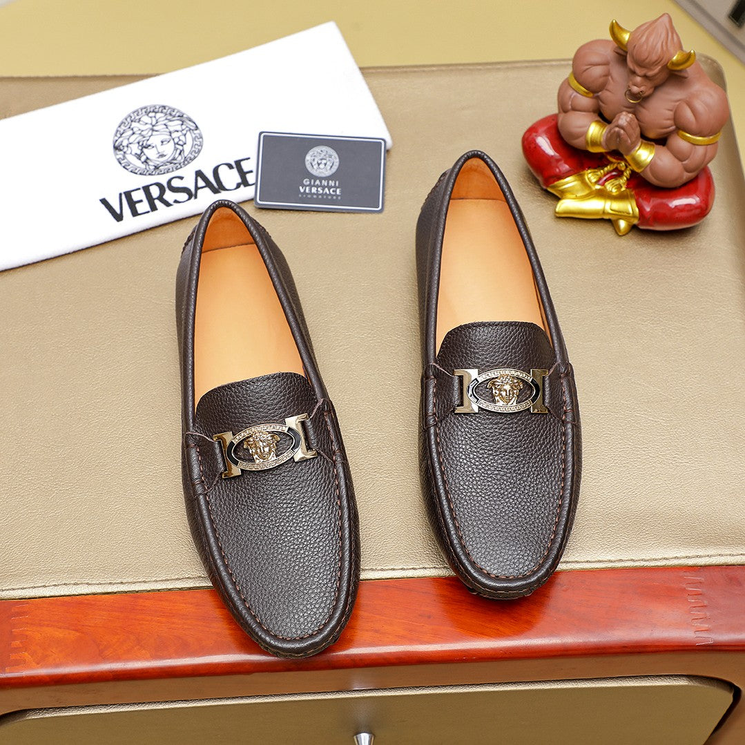 Versace Men's Premium Beanie Shoes - Top Quality Leather, Multiple Colors