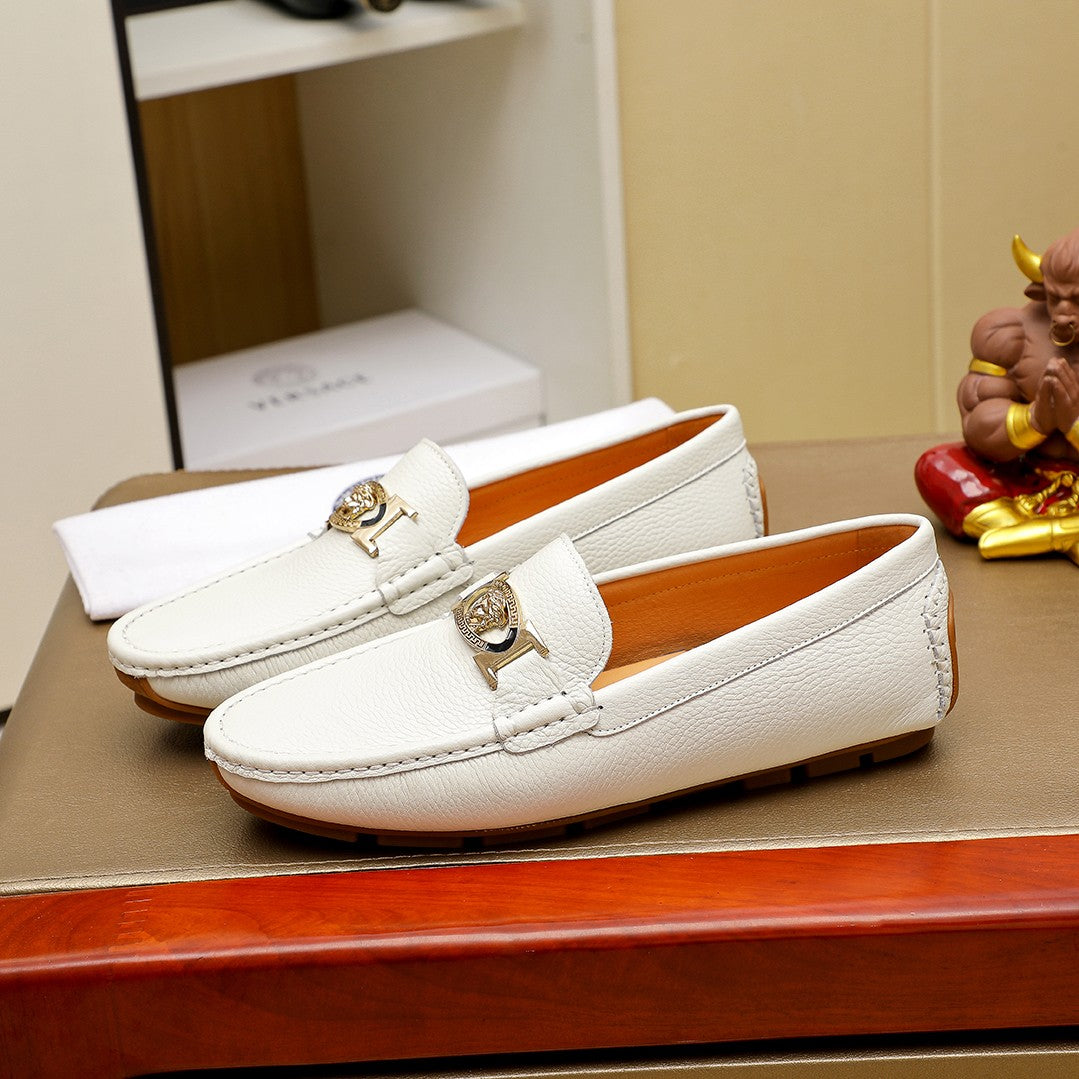 Versace Men's Premium Leather Beanie Shoes - 5 Colors Available