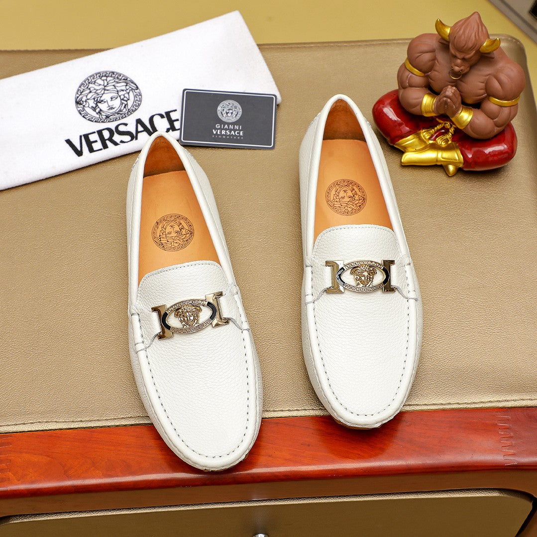 Versace Men's Premium Leather Beanie Shoes - 5 Colors Available