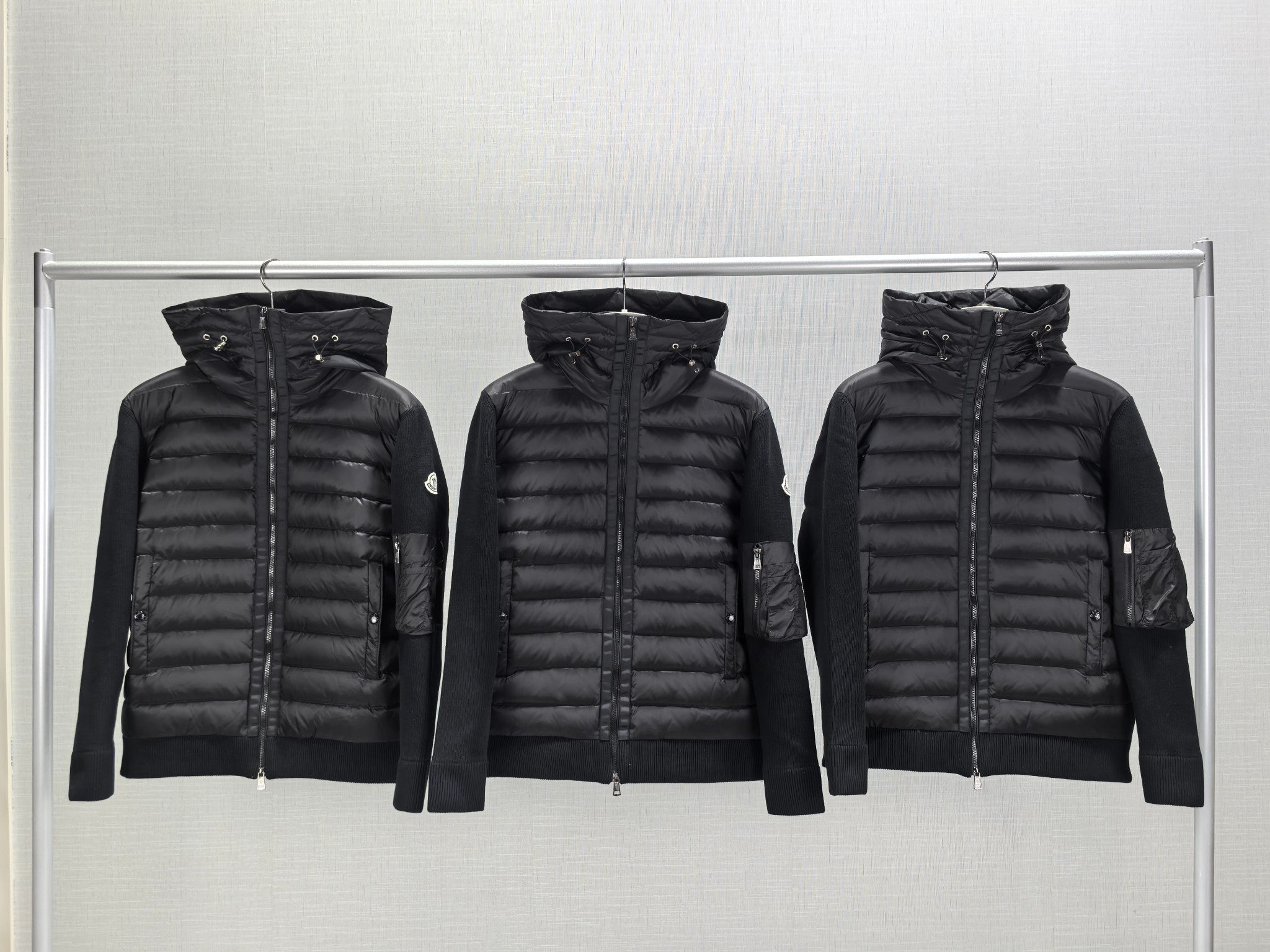 Men's Spliced Knitted Hooded Down Jacket - Moncler Autumn/Winter 2024