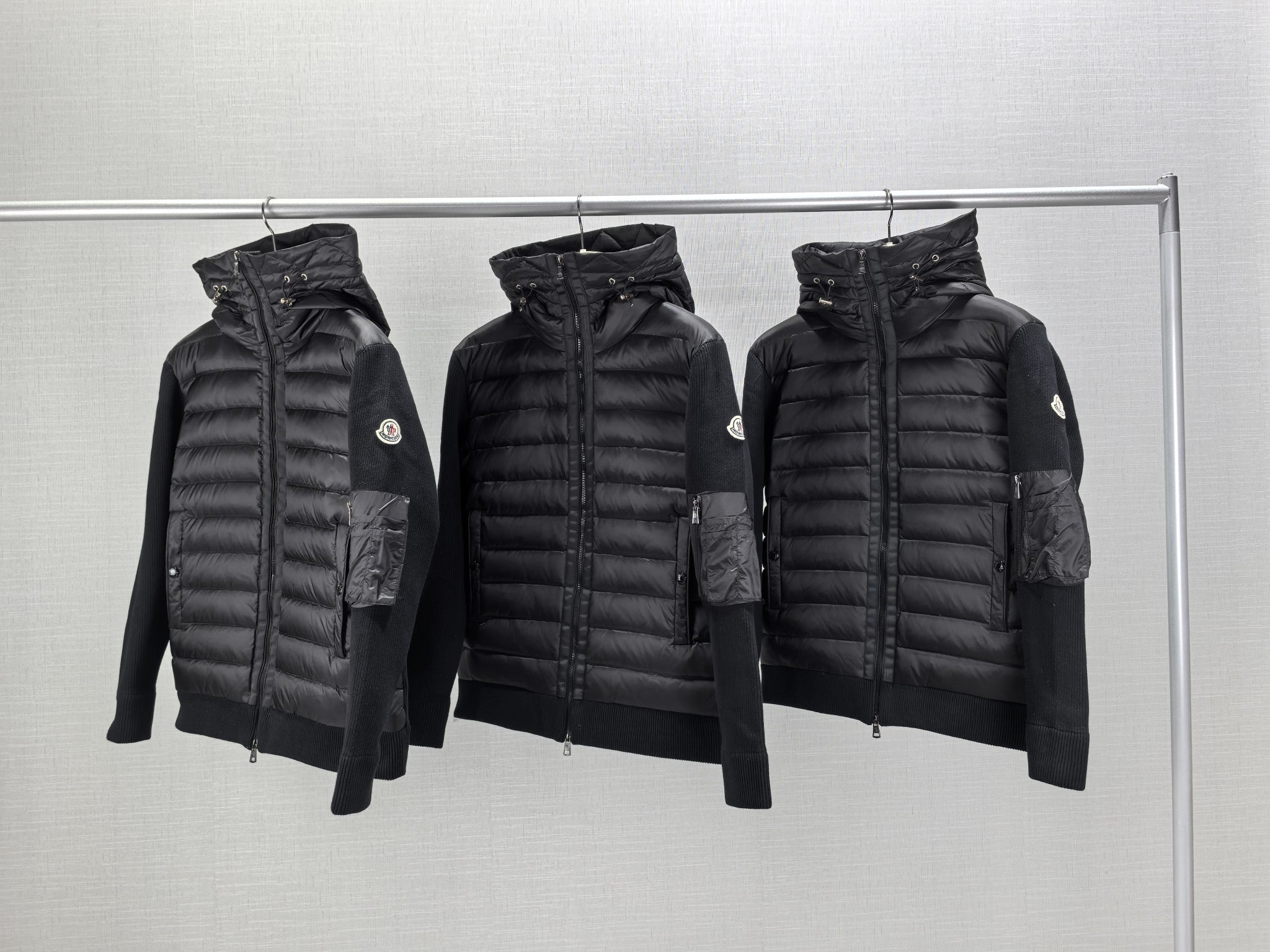 Men's Spliced Knitted Hooded Down Jacket - Moncler Autumn/Winter 2024