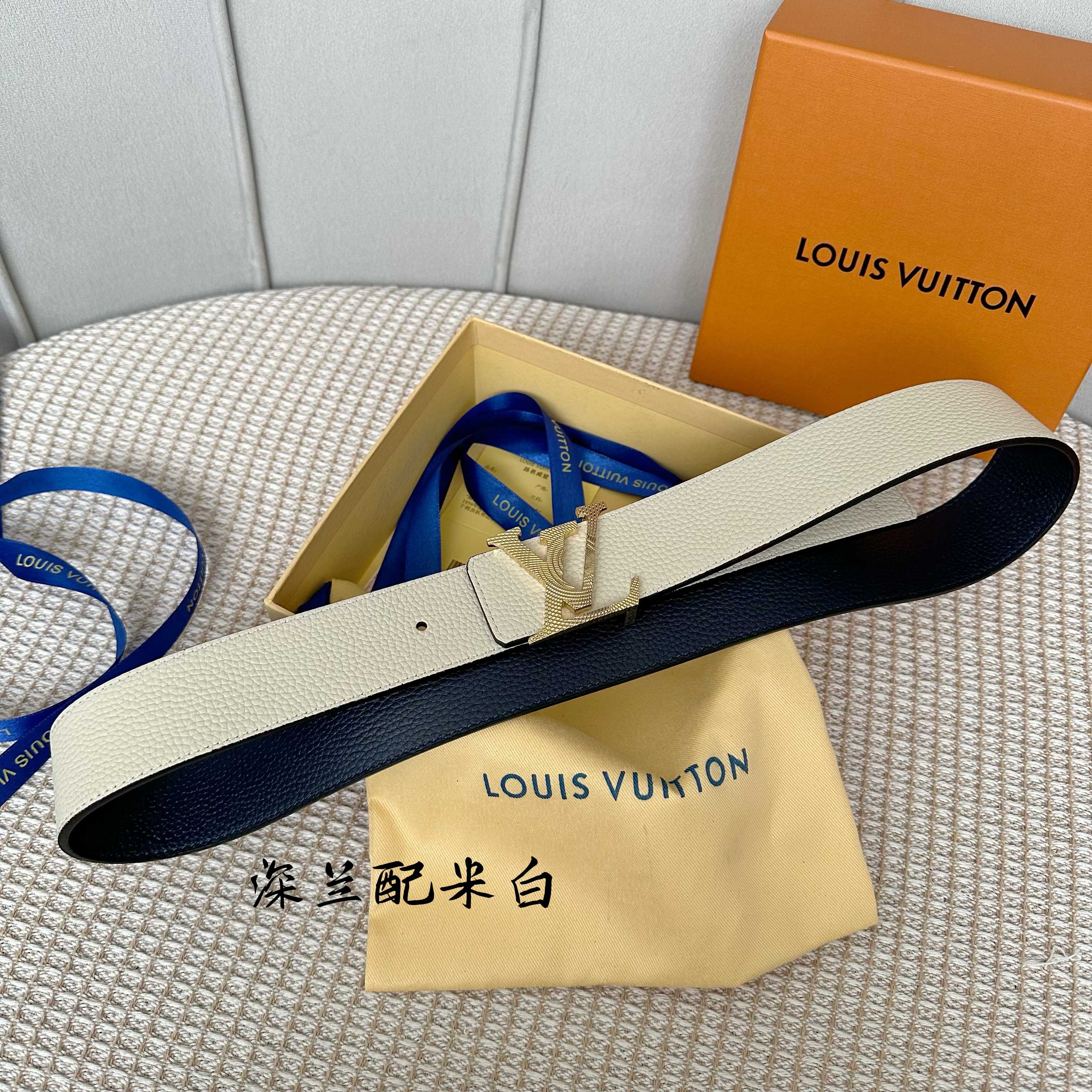 Louis Vuitton Reversible 40mm Togo Leather Belt with Monogram Buckle