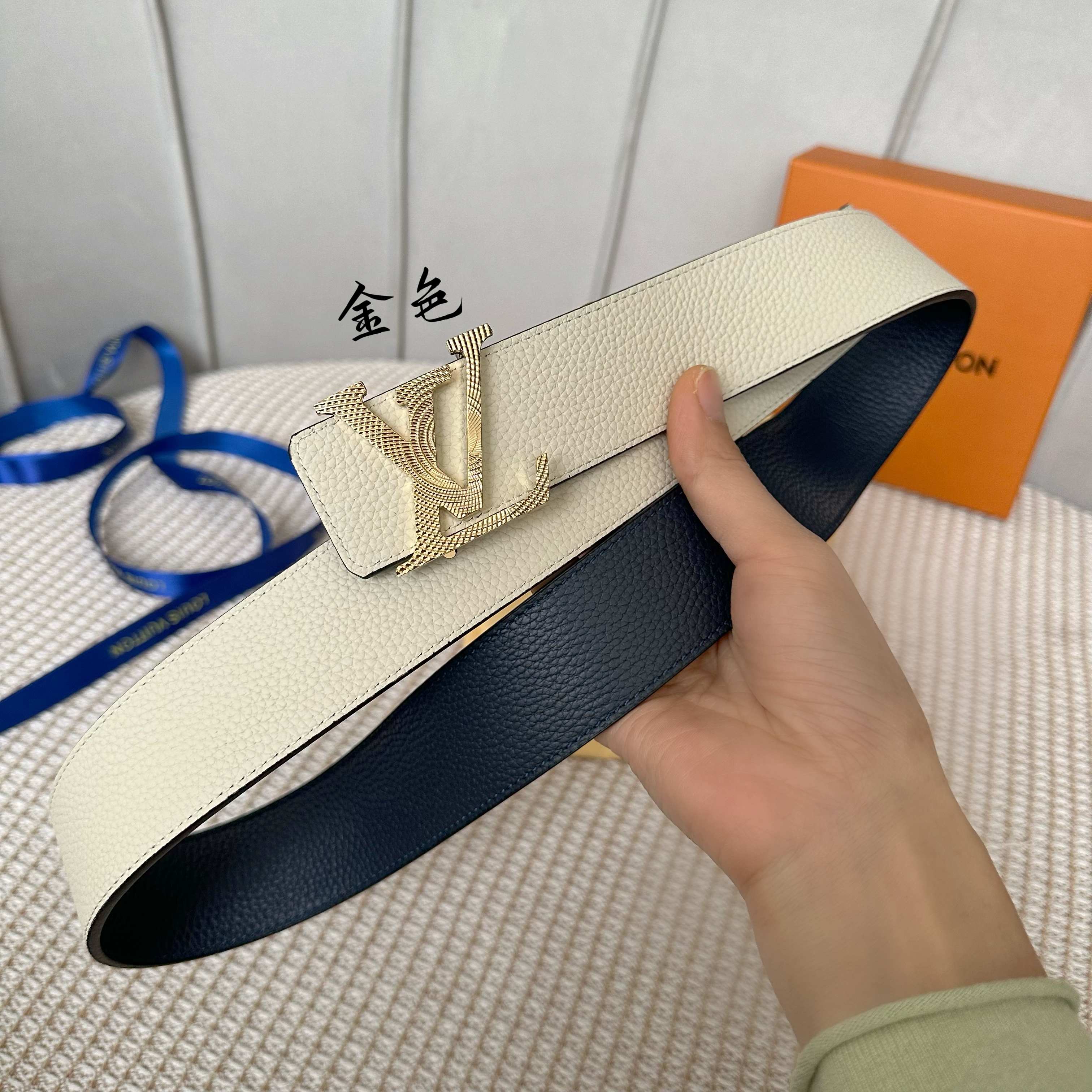 Louis Vuitton Reversible 40mm Togo Leather Belt with Monogram Buckle