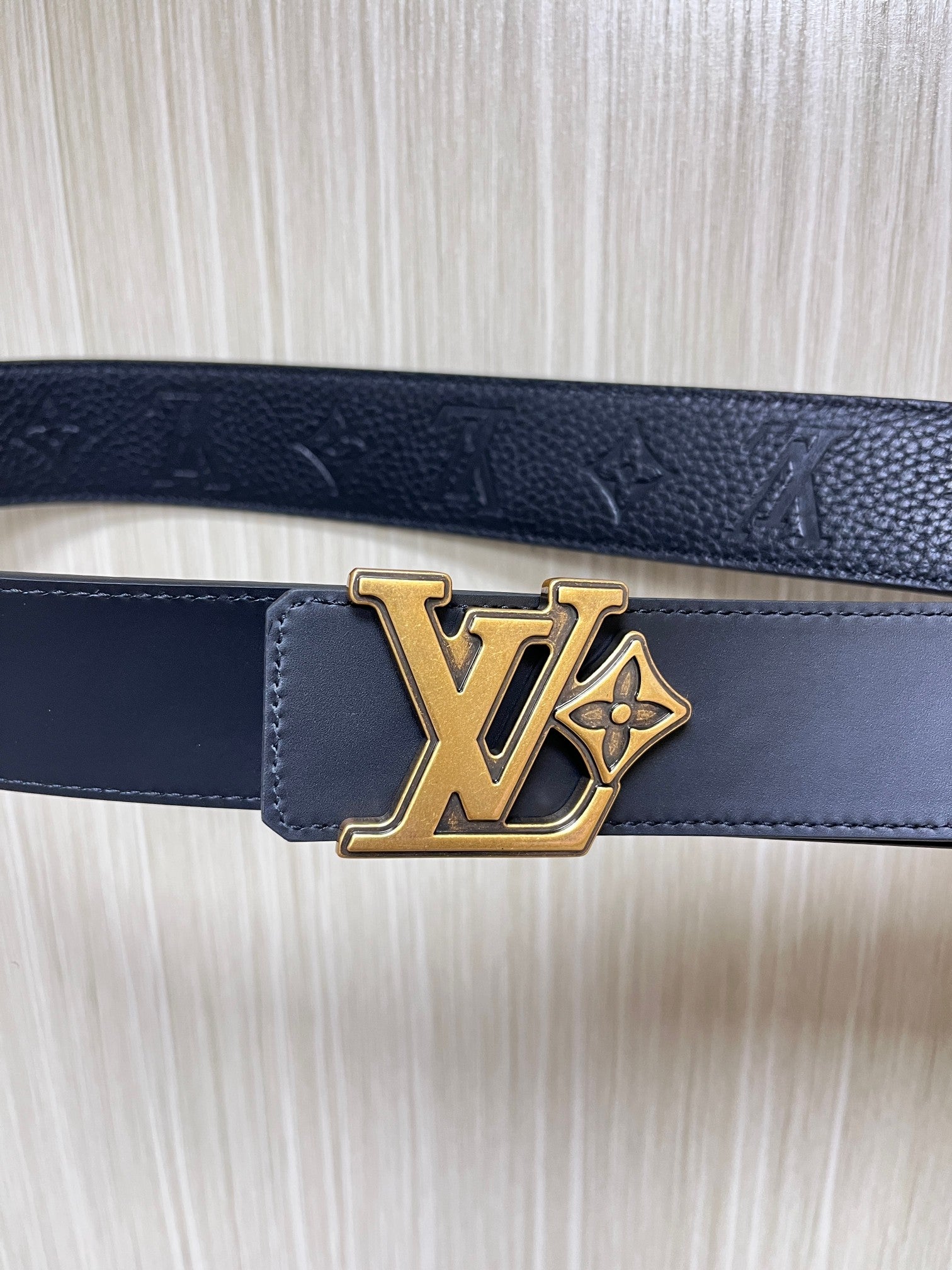 Calf Embossed Reversible Leather Belt with Wire Buckles - 4.0mm