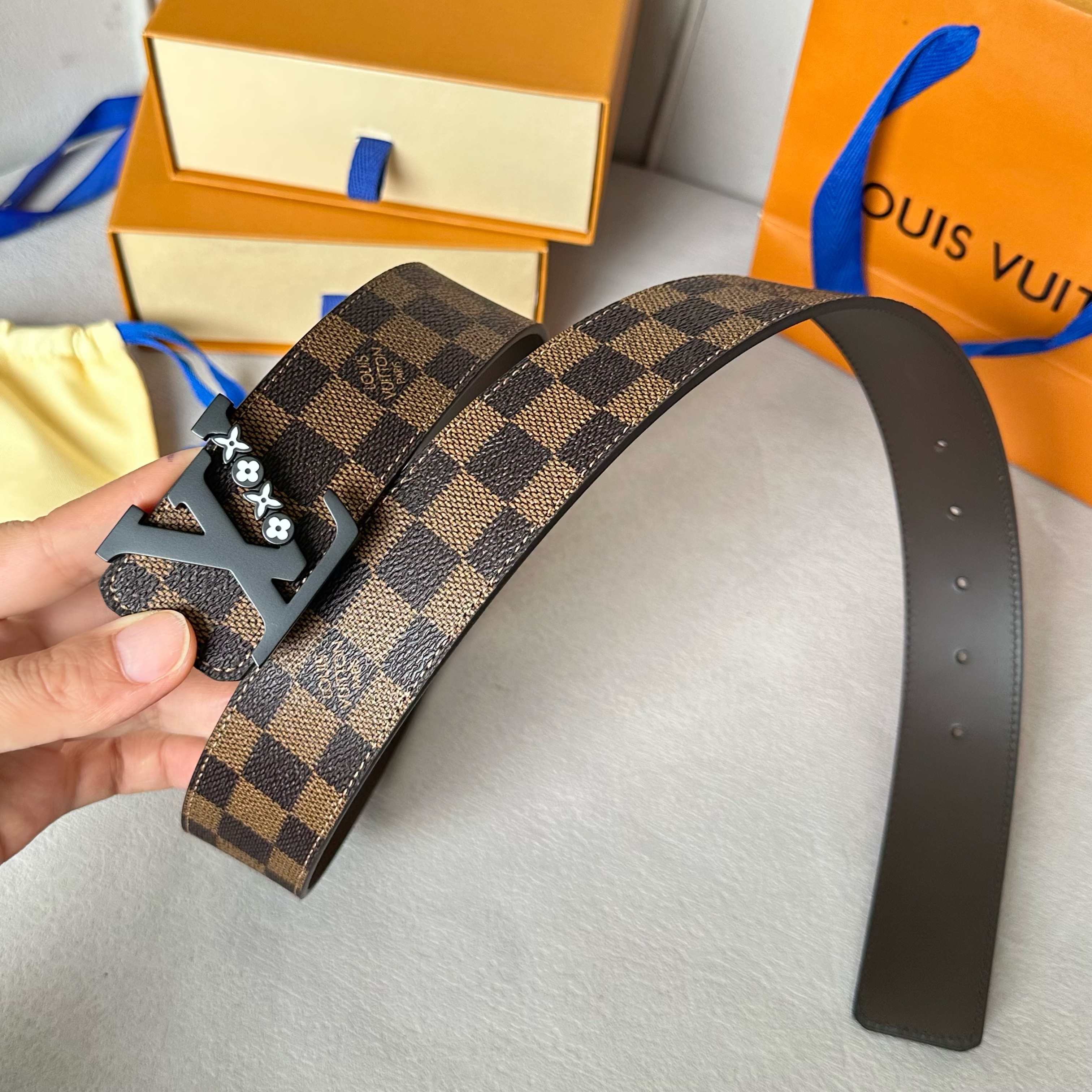 Louis Vuitton Double-Sided 40mm Canvas Belt with Calfskin and Steel Buckle