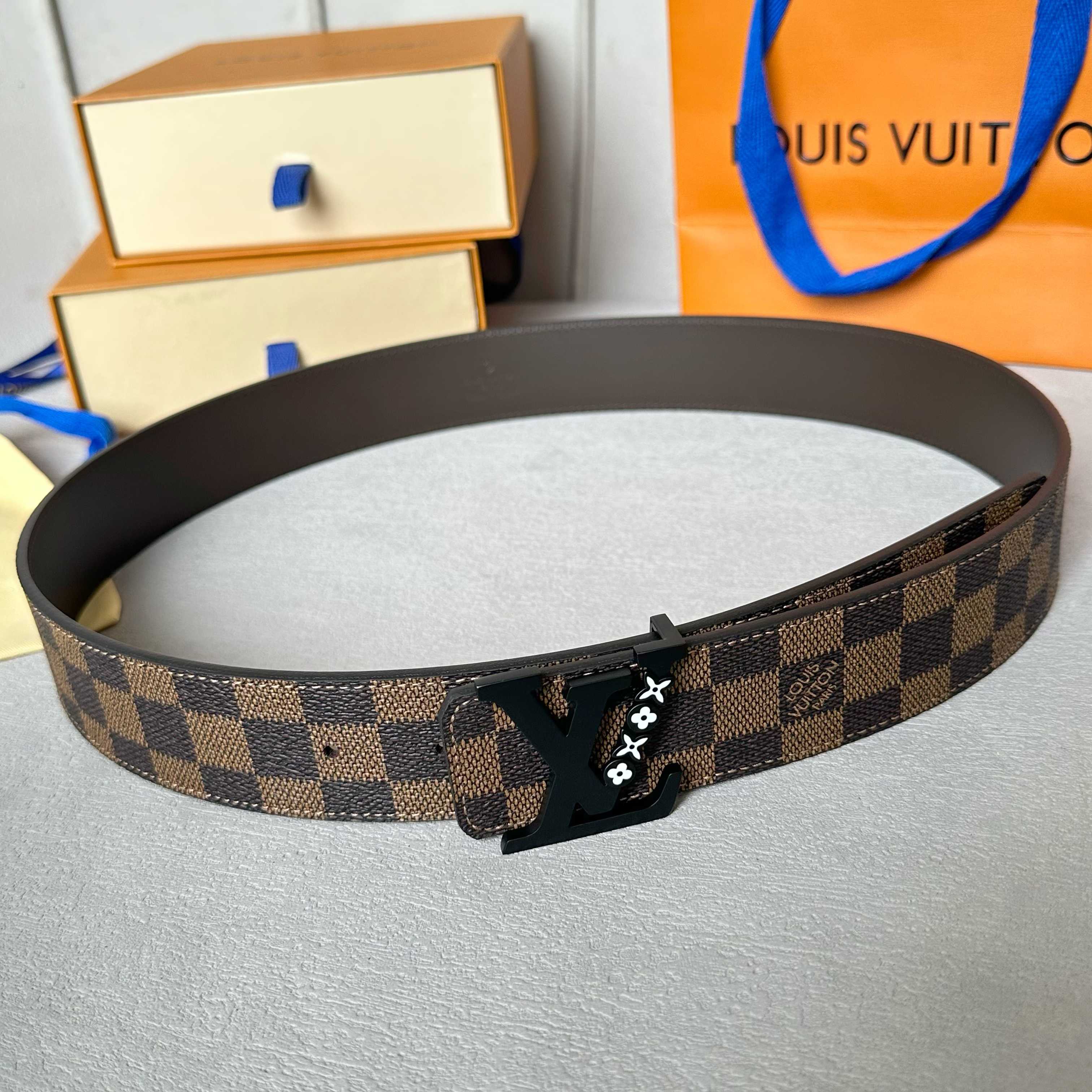 Louis Vuitton Double-Sided 40mm Canvas Belt with Calfskin and Steel Buckle