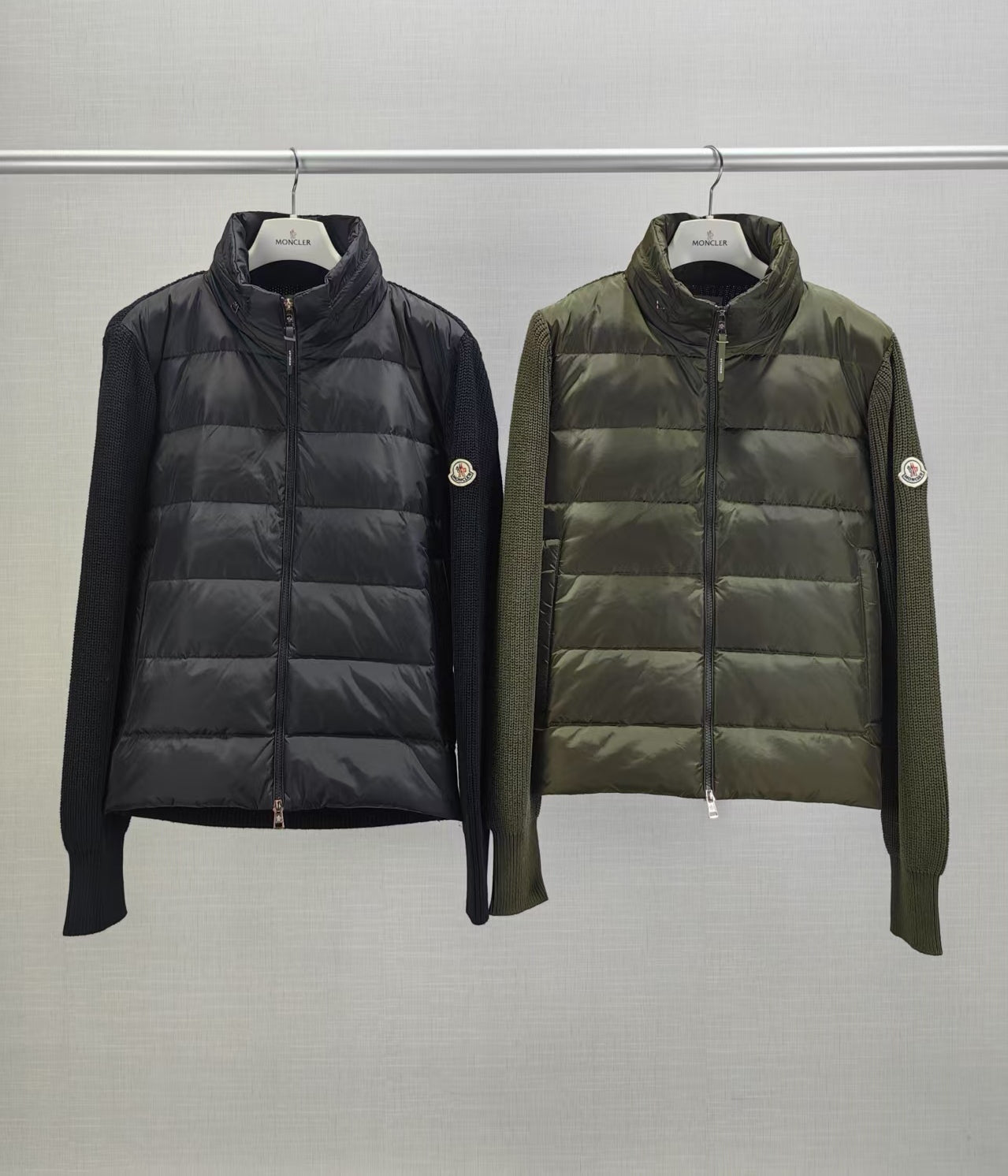 Moncler Men's Classic Logo Knitted Stand-Collar Down Jacket - Autumn/Winter Collection