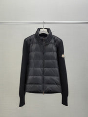 Moncler Classic Logo Knitted Stand-Collar Down Jacket for Men