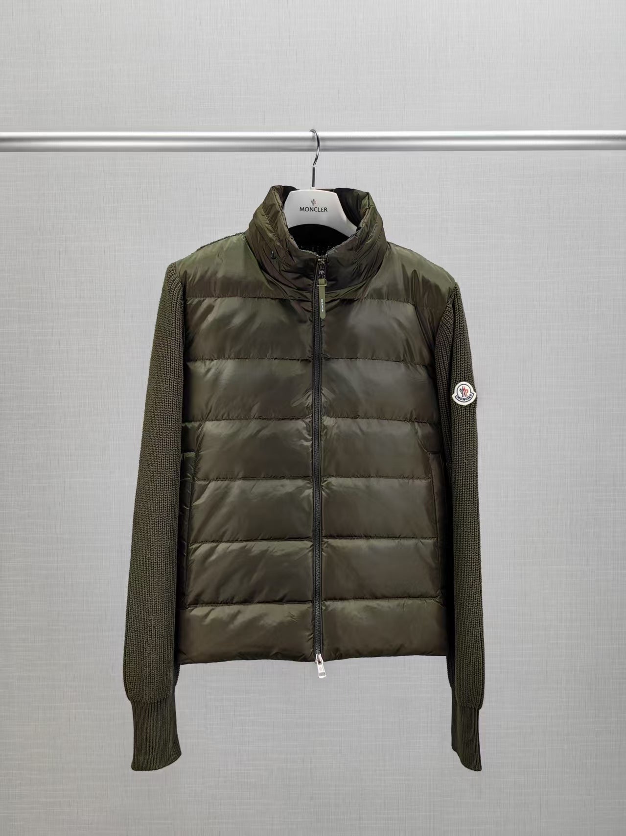 Moncler Men's Classic Logo Knitted Stand-Up Collar Down Jacket - Autumn/Winter Collection