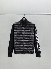 Moncler Men's Navy Blue Down Jacket with Pilot Collar and Logo