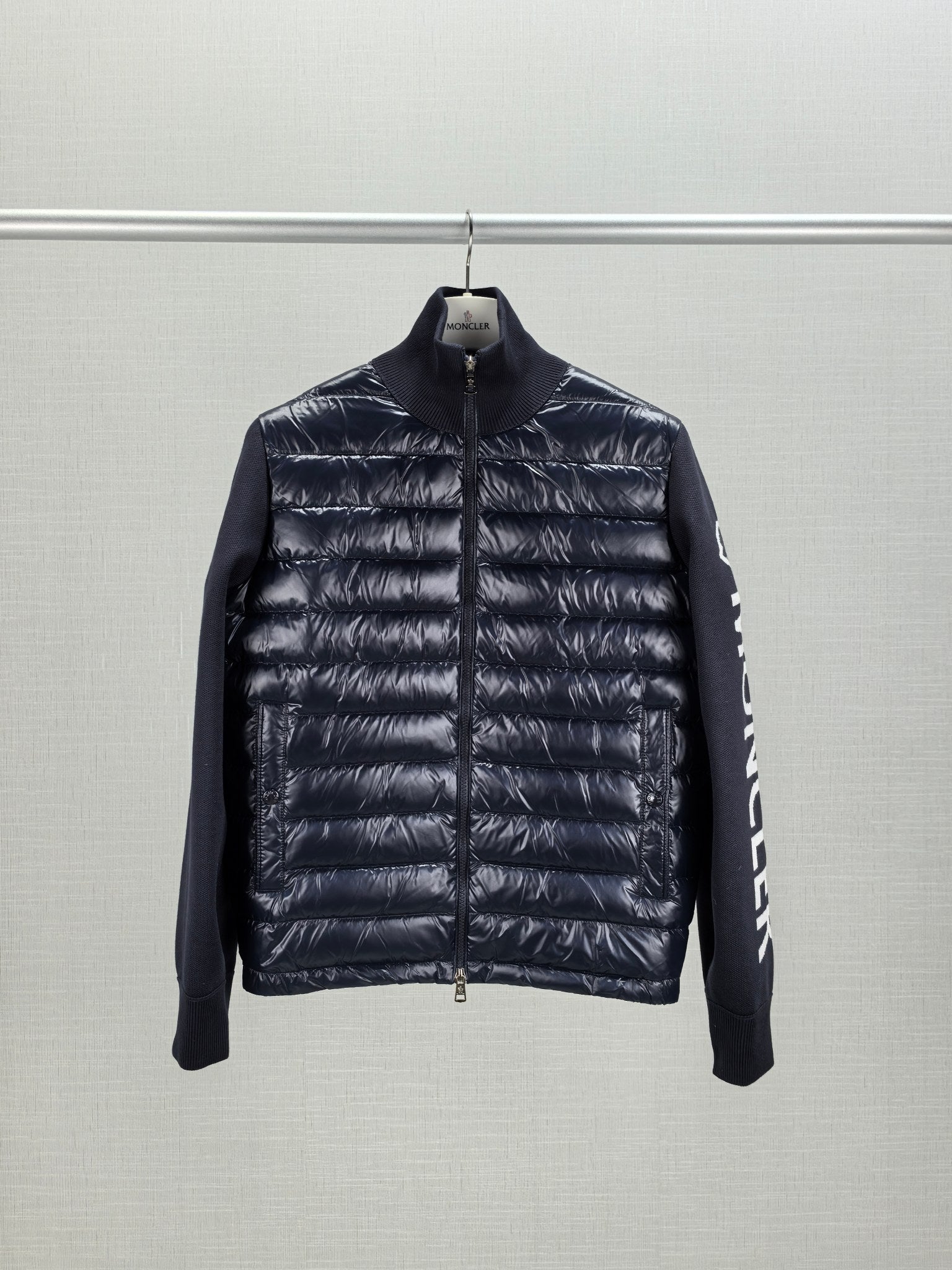Men's Moncler Down Jacket with Pilot Collar - Navy Blue