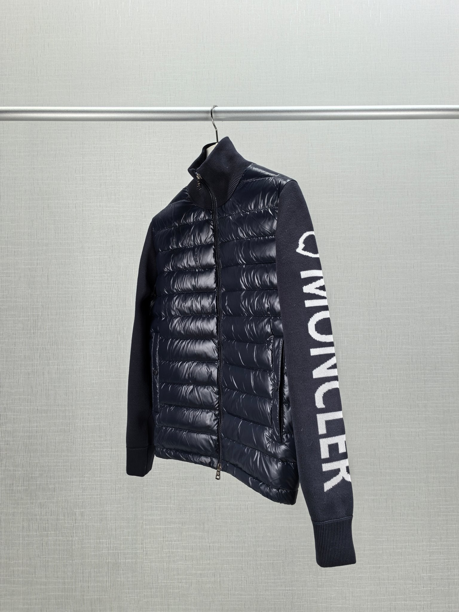 Men's Moncler Down Jacket with Pilot Collar - Navy Blue