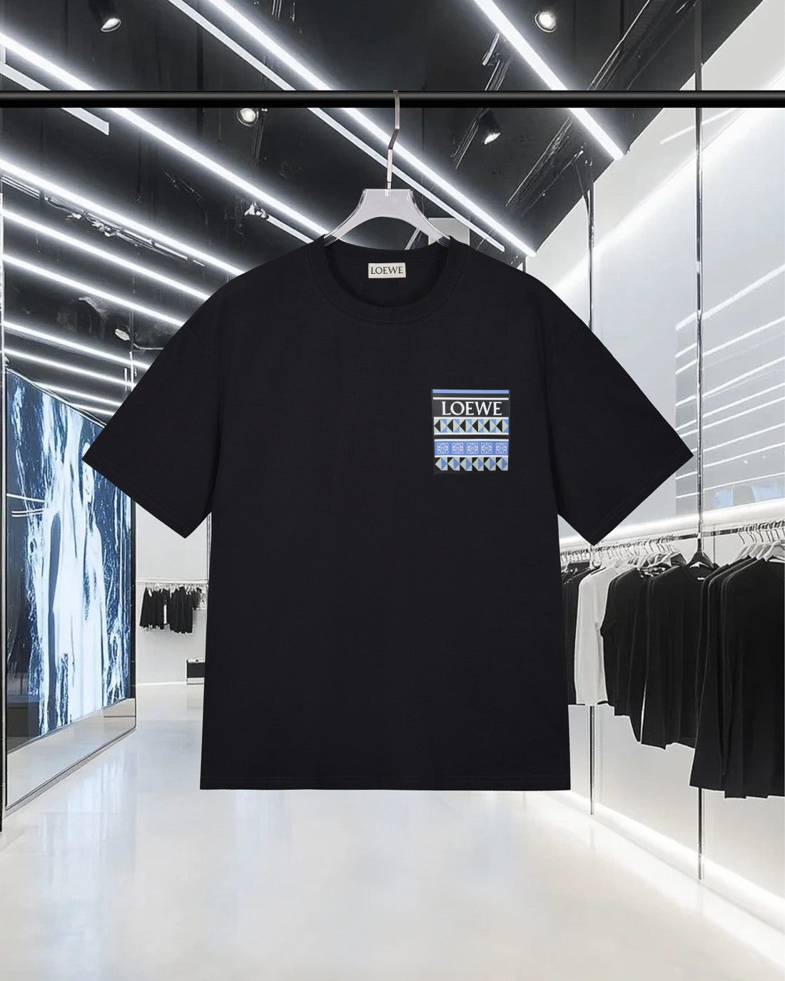 LOEWE 280g Geometric Pattern Short Sleeve T-Shirt