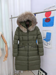 Women's Moncler Boedic Long Down Jacket with Fox Fur Collar