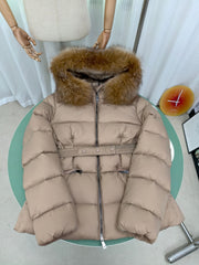Moncler Boed Series Women's Hooded Down Jacket with Fur Collar