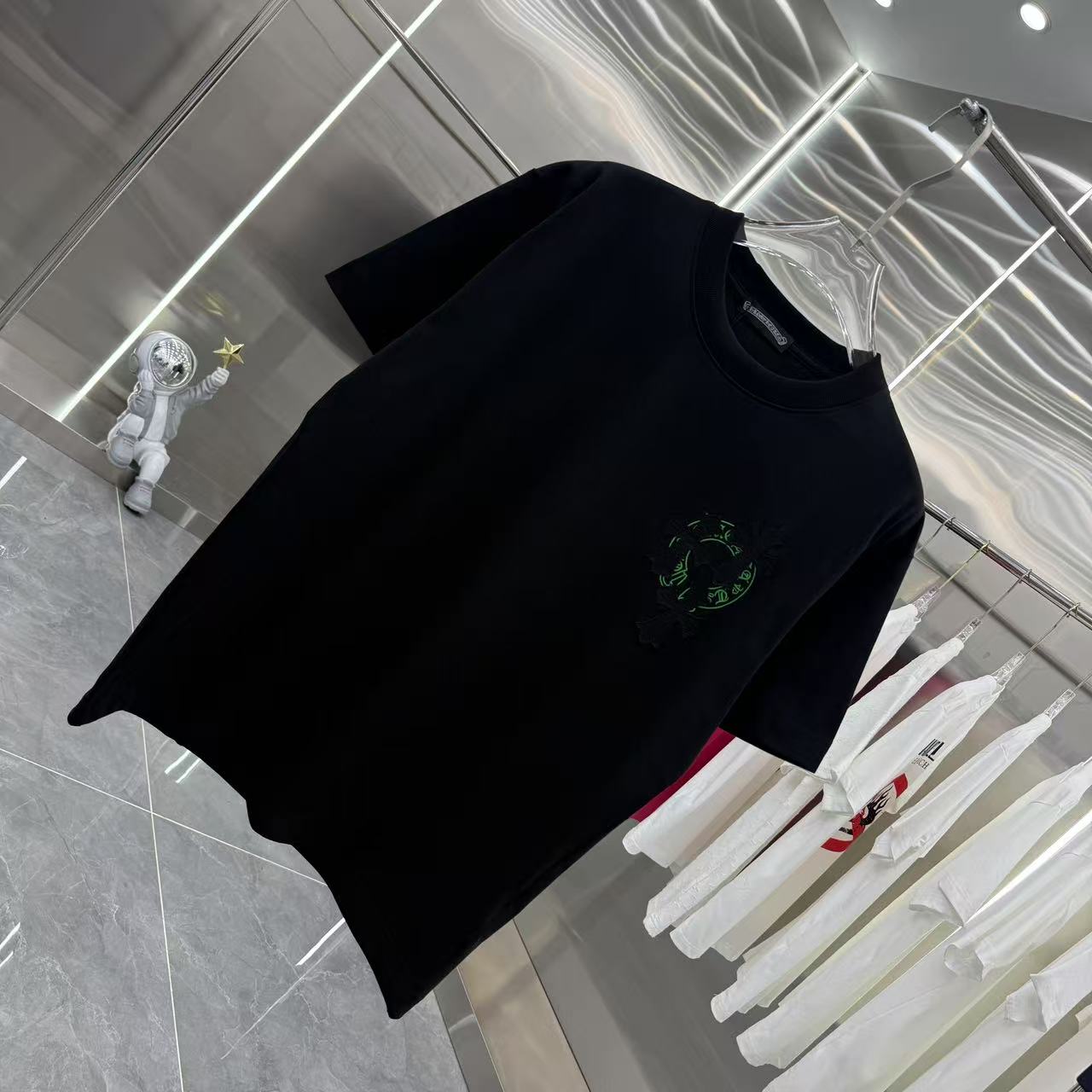 Unisex Cross Patch Embroidered T-Shirt - Custom Fabric, Fall/Winter 2025