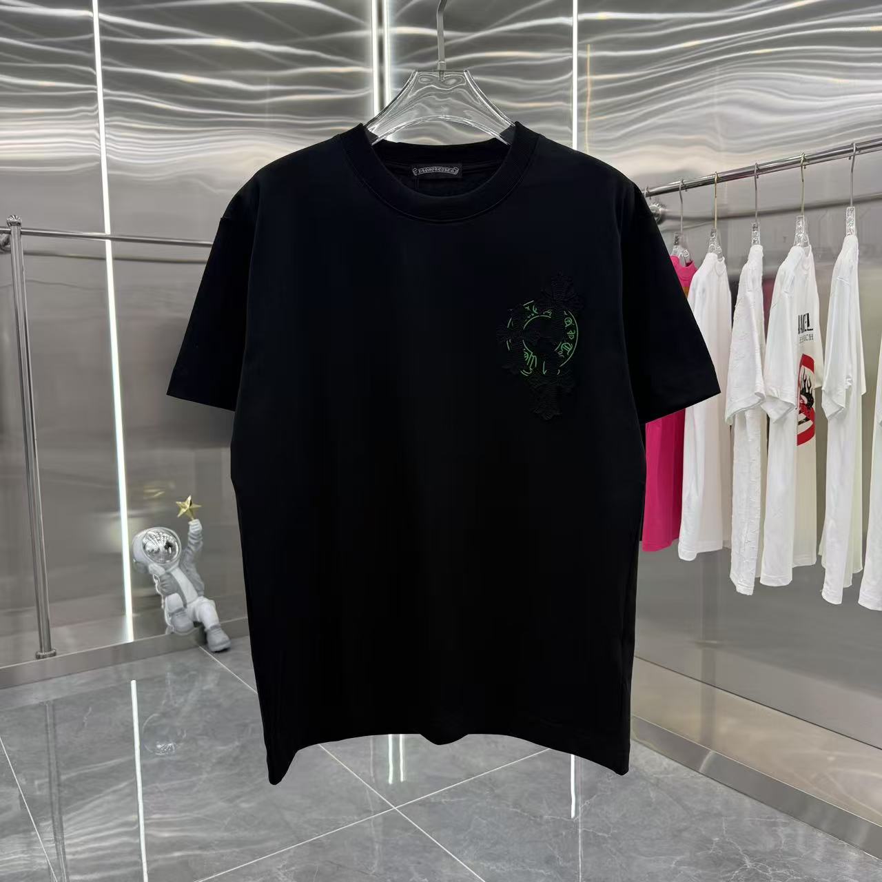 Unisex Cross Patch Embroidered T-Shirt - Custom Fabric, Fall/Winter 2025