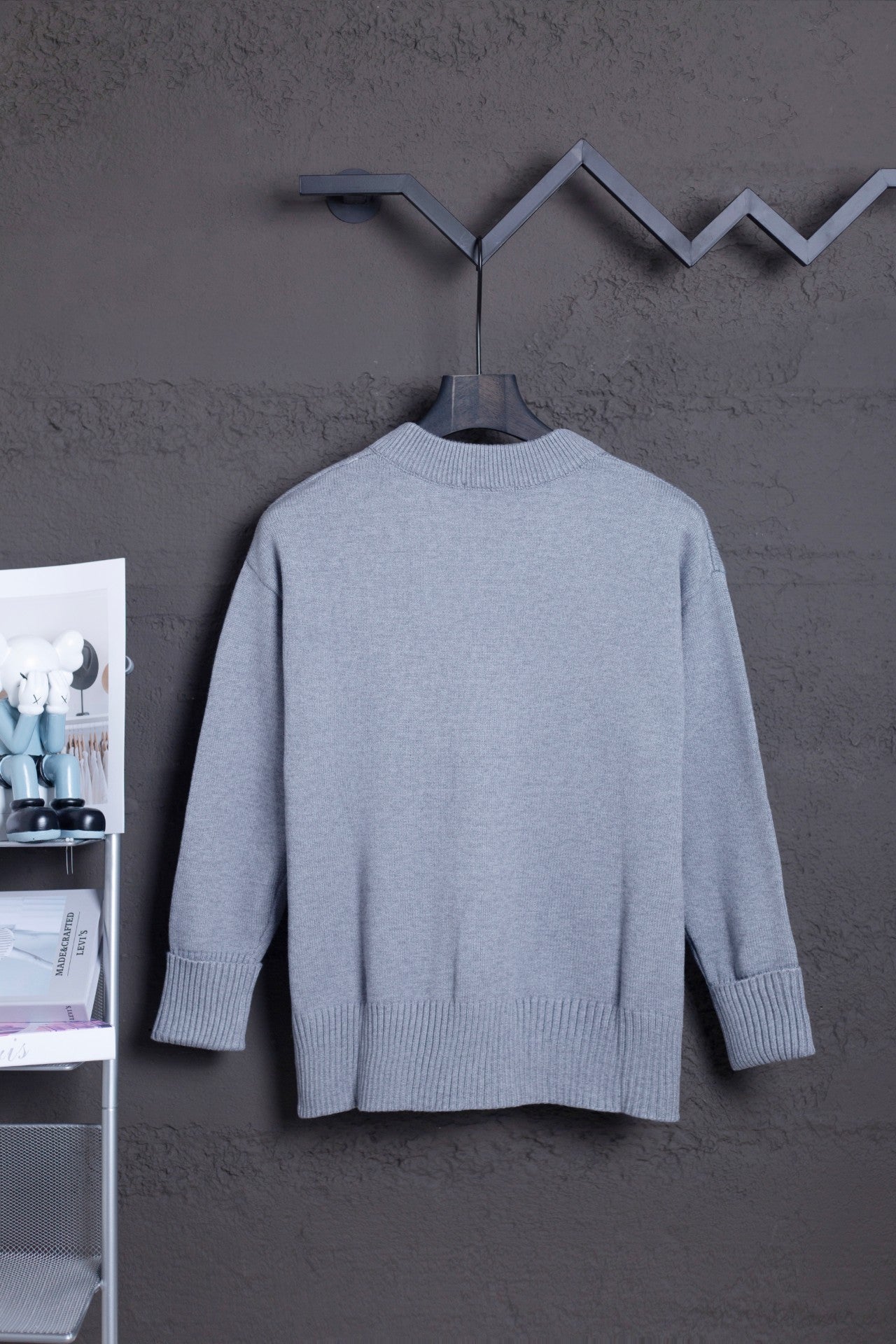 AMI Classic Big Heart Jacquard Cardigan Sweater - Dark Gray