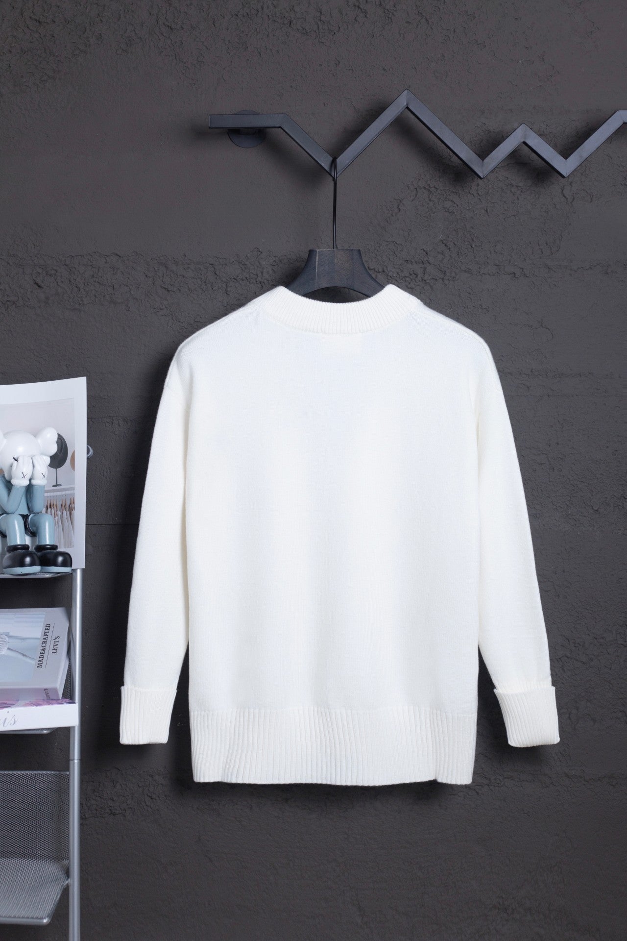 AMI Classic Big Heart Jacquard Cardigan Sweater - White with Red Heart