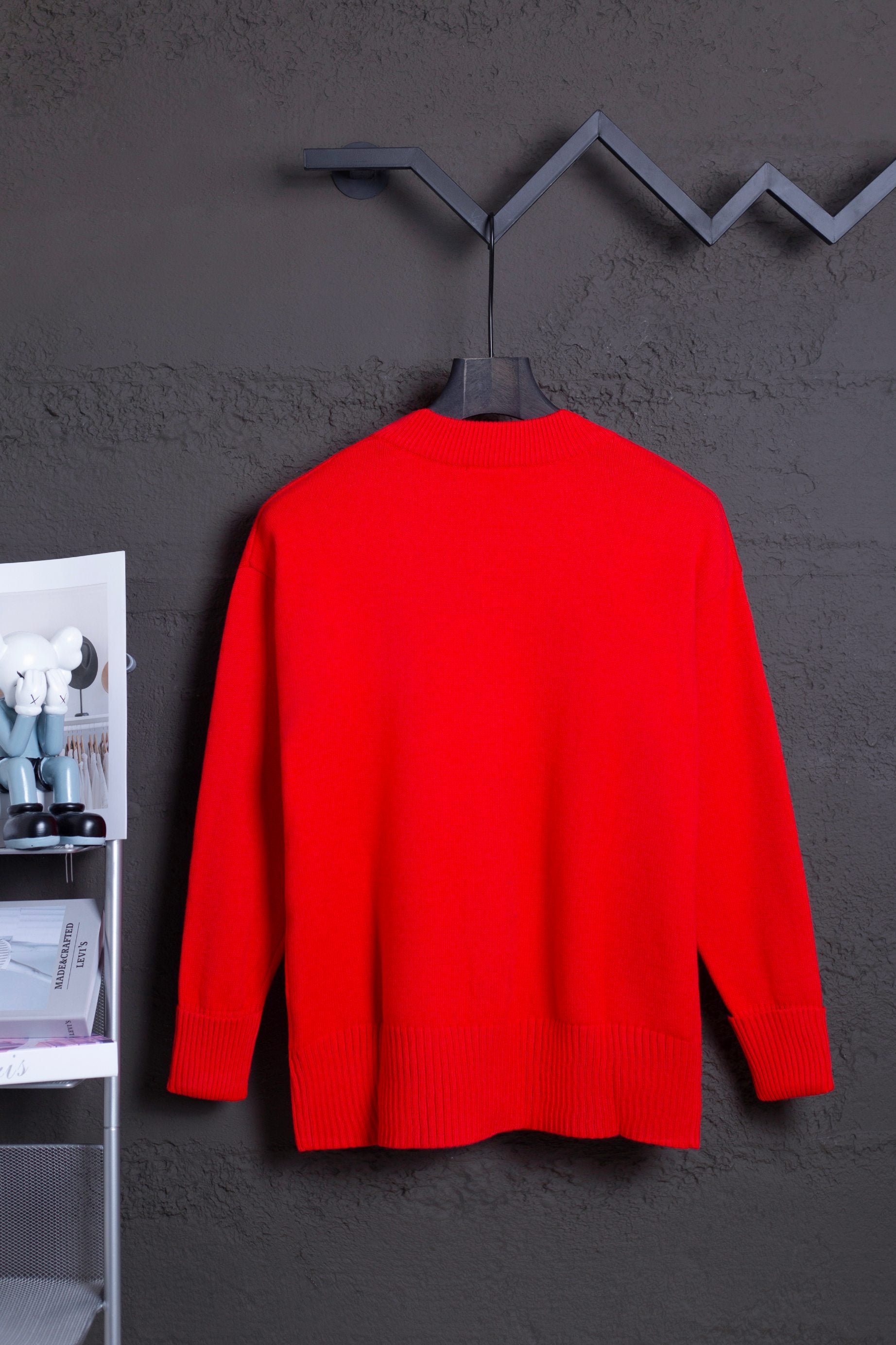 AMI Classic Big Heart Jacquard Cardigan Sweater in Red - Sizes S-XL