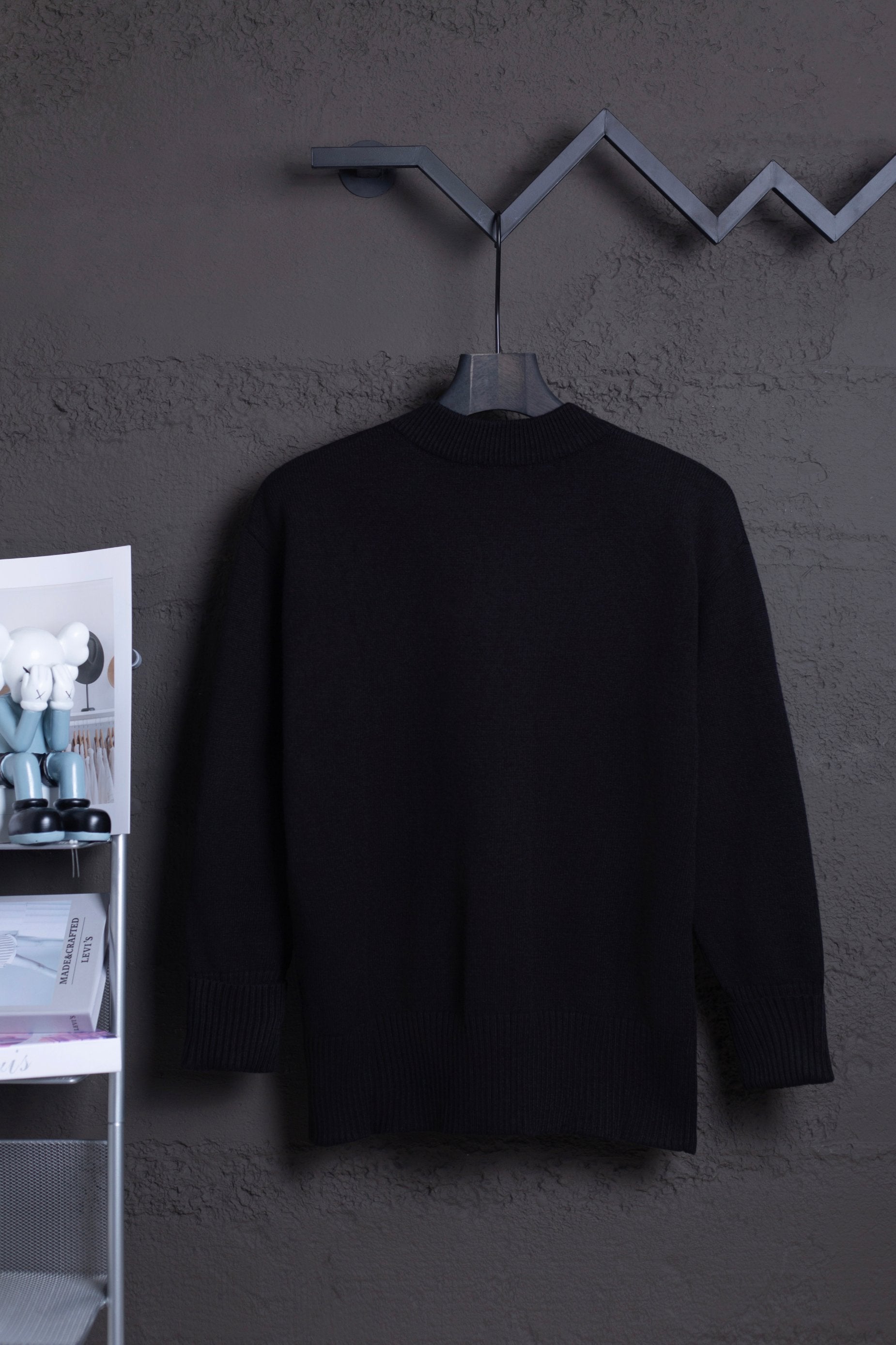 AMI Classic Big Love Jacquard Cardigan Sweater - Black & White Heart, Sizes S-XL