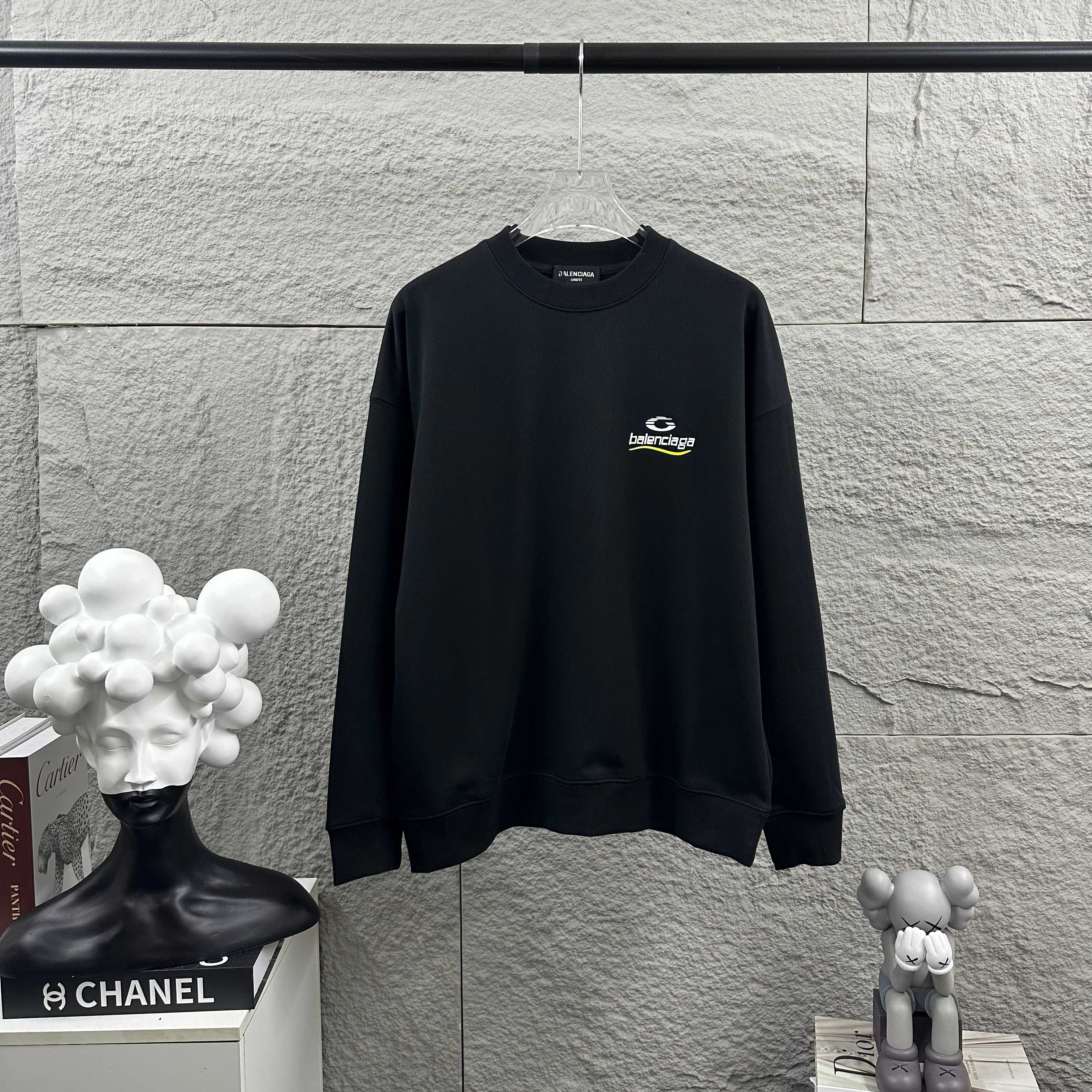 BALENCIAGA Paris 2025 Unisex Long Sleeve Sweatshirt - Black and White