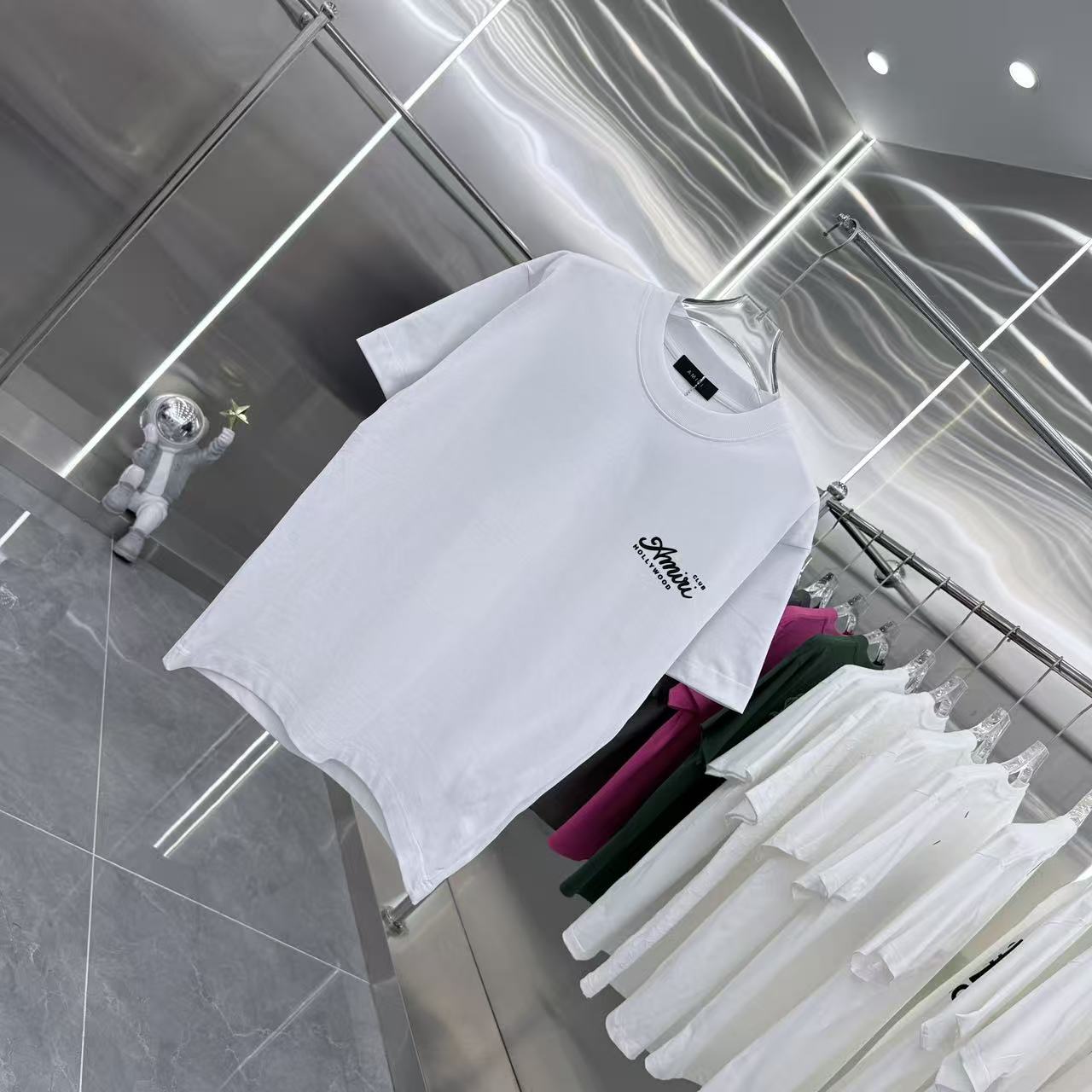 Unisex Round Neck Short Sleeve Flocking T-Shirt - Custom Fabric, 320g