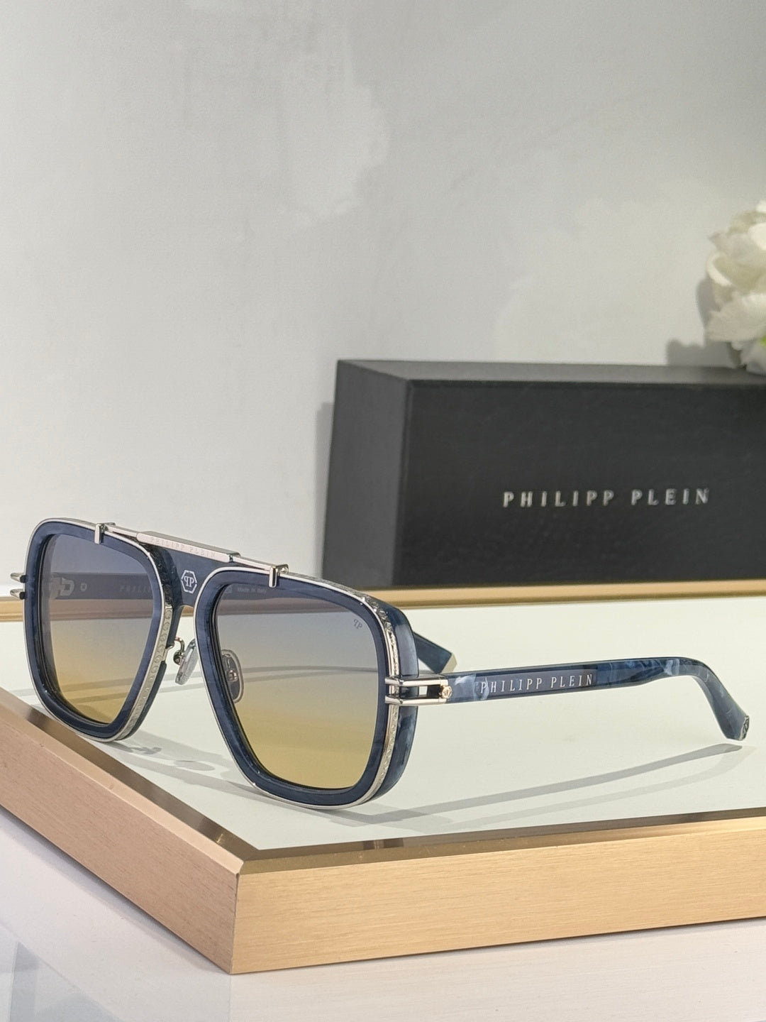 Philipp Plein SPM Sunglasses - Stylish Metal Frame with Textured Finish