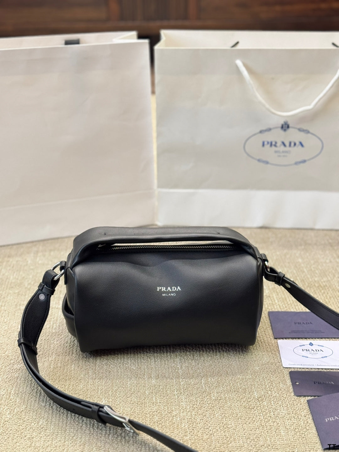 Prada 2025 Portable Sheepskin Pen Holder Bag