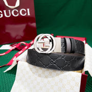 Gucci Men's Double-Sided Leather Belt with Reverse Buckle