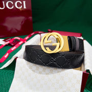 Gucci 3.7MM Double-Sided Men's Leather Belt with Counter-Rotating Buckle