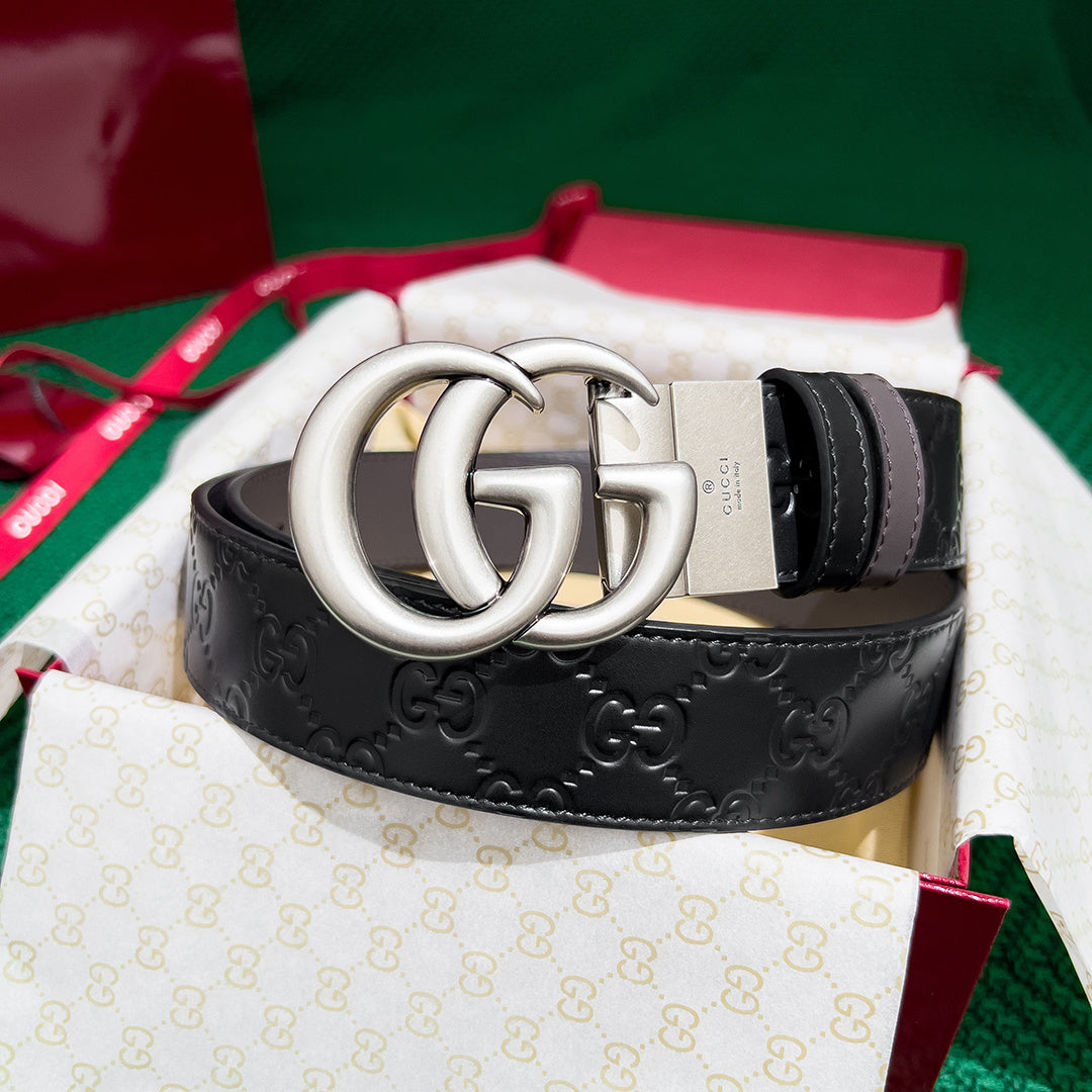 Gucci Men's 3.7MM Reversible Leather Buckle - Premium Quality