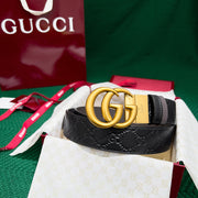 GUCCI Men's Reversible Leather Belt with 3.7MM Counter Rotating Buckle