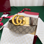 Gucci 3.7mm Men's Double-Sided Leather Belt with Counter Rotating Buckle