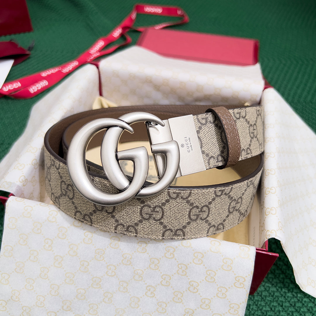 GUCCI Men's 3.7MM Double-Sided Leather Counter Rotating Buckle