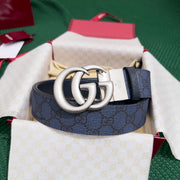 Gucci Men's Reversible Leather Belt with Counter-Rotating Buckle