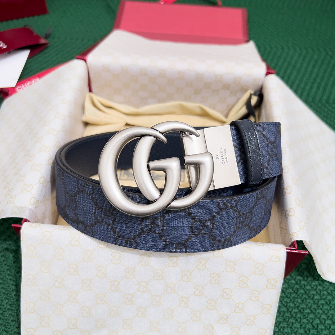 Gucci Men's Reversible Leather Belt with Counter-Rotating Buckle