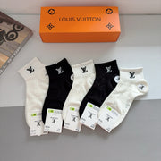 LV Louis Vuitton Bamboo Cotton Boat Socks - 5 Pairs