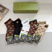 Gucci G Family Pure Cotton Short Socks â€“ 5 Pairs in Luxury Box