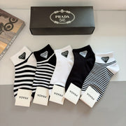 PRADA Classic Cotton Socks - 5 Pairs with Iconic Triangle Logo
