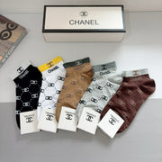 CHANEL Classic Double C Logo High Socks - 5 Pairs