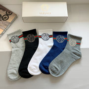 Versace Cotton Mid-Calf Socks - Five Pairs in One Box
