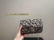 CHANEL Large Mini Chain Bag with Sequined CF Design
